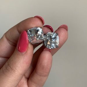 Kate Spade New York Square Large Silver Crystal Stud Earrings